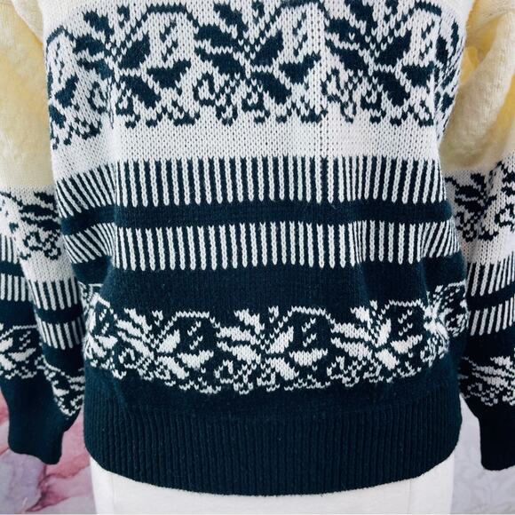 Rainbow Ridge Vintage 80s 90s Cream Black Sweater Medium - Picture 3 of 8